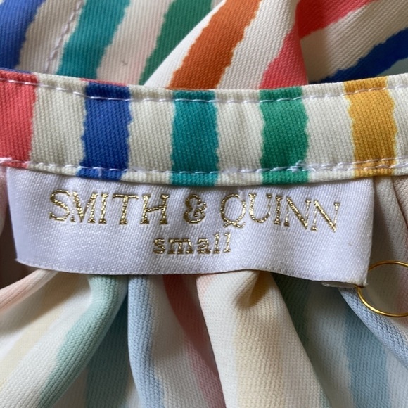 Smith & Quinn NWT Striped Dress Multicolor Stripe Puff Short Sleeve Button Front - Picture 12 of 14